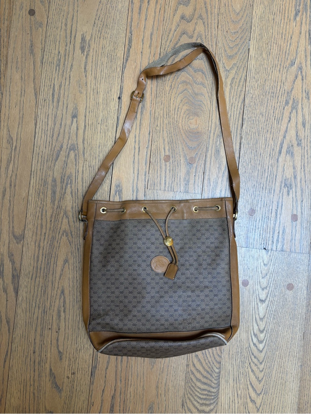 Vintage Authentic Gucci large monogram bucket bag - as is